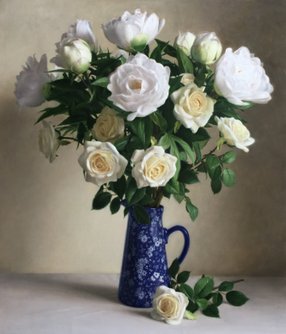 Peonies and White Roses